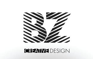 diseño de letras de líneas bz bz con cebra elegante creativa vector
