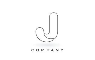 J Monogram Letter Logo With Thin Black Monogram Outline Contour. Modern Trendy Letter Design Vector. vector