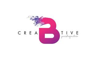 Diseño de logotipo de letra b con textura fluida de nube de tinta. vector