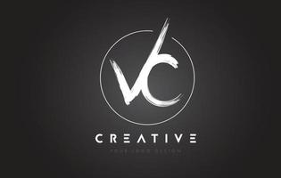 VC Brush Letter Logo Design. Artistic Handwritten Letters Logo Concept. vector