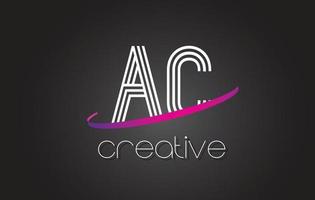 AC A C Letter Logo with Lines Design And Purple Swoosh. vector