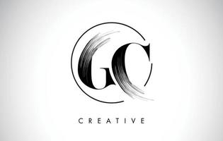 Diseño de logotipo de letra de trazo de pincel GC. icono de letras del logotipo de pintura negra. vector