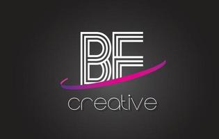 BE B E Letter Logo with Lines Design And Purple Swoosh. vector