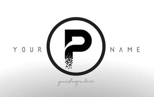 P Logo Letter with Digital Pixel Tech Design Vector. vector