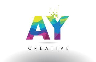 AY A Y Colorful Letter Origami Triangles Design Vector. vector