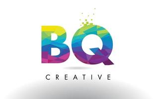 BQ B Q Colorful Letter Origami Triangles Design Vector. vector