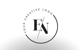 EN Serif Letter Logo Design with Creative Intersected Cut. vector