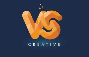 VS Letter With Origami Triangles Logo. Creative Yellow Orange Origami Design. vector