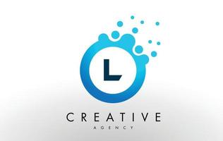 l Letter Logo. Blue Dots Bubble Design Vector