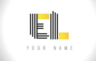 EL Black Lines Letter Logo. Creative Line Letters Vector Template.