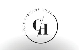 Diseño de logotipo de letra ch serif con corte cruzado creativo. vector