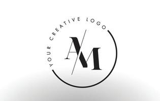 AM Serif Letter Logo Design with Creative Intersected Cut. vector