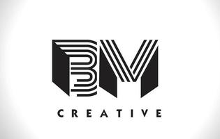 BM Logo Letter With Black Lines Design. Line Letter Vector Illustration