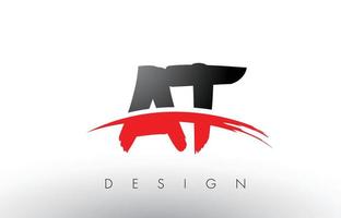 AT A T Brush Logo Letters with Red and Black Swoosh Brush Front vector