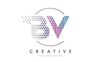 BV B V Pink Magenta Dotted Bubble Letter Logo Design Vector