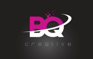 BQ B Q Creative Letters Design With White Pink Colors vector