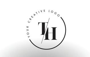 TH Serif Letter Logo Design with Creative Intersected Cut. vector