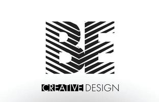 BE B E Lines Letter Design with Creative Elegant Zebra vector