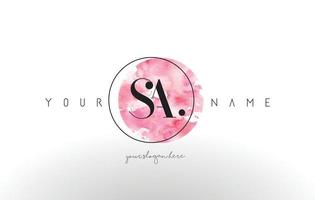 SA Letter Logo Design with Watercolor Circular Brush Stroke. vector