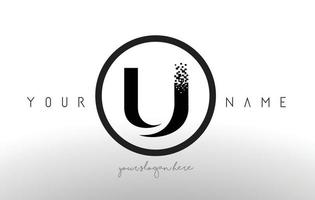 U Logo Letter with Digital Pixel Tech Design Vector. vector