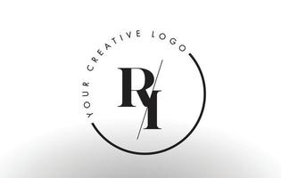 RI Serif Letter Logo Design with Creative Intersected Cut. vector