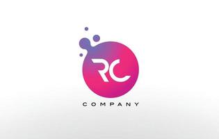 Diseño de logotipo de puntos de letra rc con burbujas de moda creativas. vector