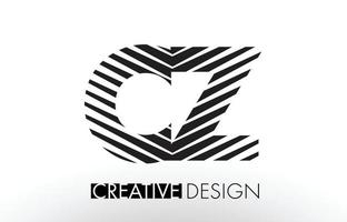 CZ C Z Lines Letter Design with Creative Elegant Zebra vector