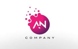 AN Letter Dots Logo Design with Creative Trendy Bubbles. vector