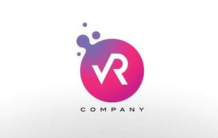 Diseño de logotipo de puntos de letra vr con burbujas de moda creativas. vector