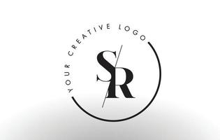 SR Serif Letter Logo Design with Creative Intersected Cut. vector
