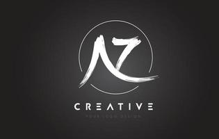 AZ Brush Letter Logo Design. Artistic Handwritten Letters Logo Concept. vector