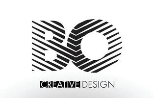 BO B O Lines Letter Design with Creative Elegant Zebra vector