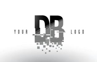 DB D B Pixel Letter Logo with Digital Shattered Black Squares vector