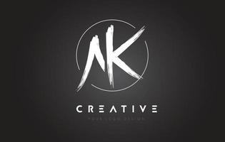 AK Brush Letter Logo Design. Artistic Handwritten Letters Logo Concept. vector