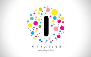 I Bubble Dots Letter Logo Design with Creative Colorful Bubbles. vector