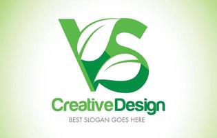 VS Green Leaf Letter Design Logo. Eco Bio Leaf Letter Icon Illustration Logo. vector