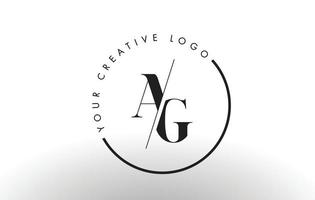 AG Serif Letter Logo Design with Creative Intersected Cut. vector
