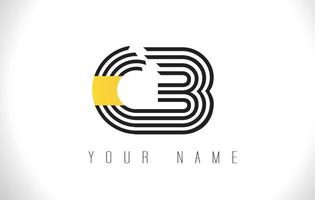 CB Black Lines Letter Logo. Creative Line Letters Vector Template.
