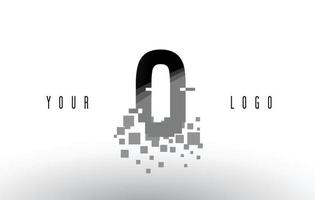 O Pixel Letter Logo with Digital Shattered Black Squares vector
