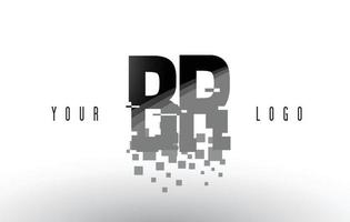 BR B R Pixel Letter Logo with Digital Shattered Black Squares vector