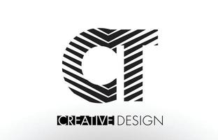 CT C T Lines Letter Design with Creative Elegant Zebra vector