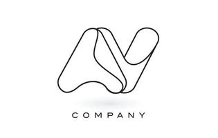 AV Monogram Letter Logo With Thin Black Monogram Outline Contour. Modern Trendy Letter Design Vector. vector
