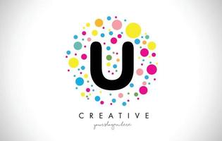 Diseño de logotipo de letra U burbuja puntos con burbujas de colores creativas. vector
