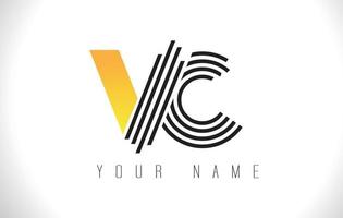 VC Black Lines Letter Logo. Creative Line Letters Vector Template.