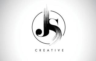 JS Brush Stroke Letter Logo Design. Black Paint Logo Leters Icon. vector