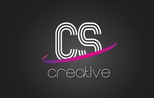 CS C S Letter Logo with Lines Design And Purple Swoosh. vector