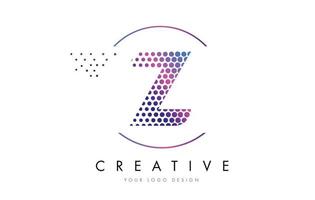 Z Pink Magenta Dotted Bubble Letter Logo Design Vector