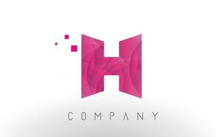 Diseño de logotipo letra h con patrón de puntos morados. vector