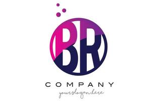 BR B R Circle Letter Logo Design with Purple Dots Bubbles vector