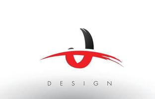 letras del logotipo de pincel j con frente de pincel swoosh rojo y negro vector
